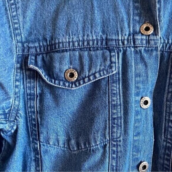 Vintage Agapo Denim Jacket Woman Small 100% Cotton Floral Embroidery Coquette - Picture 6 of 11